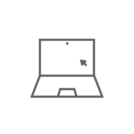 Laptop with cursor on a screen thick line icon with pointed corners and edges for web, mobile and infographics. Vector isolated icon.のイラスト素材