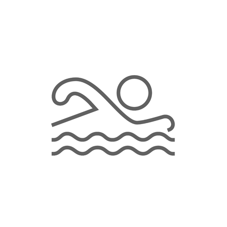 Swimmer thick line icon with pointed corners and edges for web, mobile and infographics. Vector isolated icon.のイラスト素材