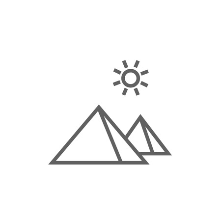 Egyptian pyramids thick line icon with pointed corners and edges for web, mobile and infographics. Vector isolated icon.のイラスト素材