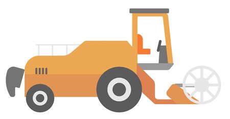 Modern combine harvester vector flat design illustration isolated on white background.のイラスト素材