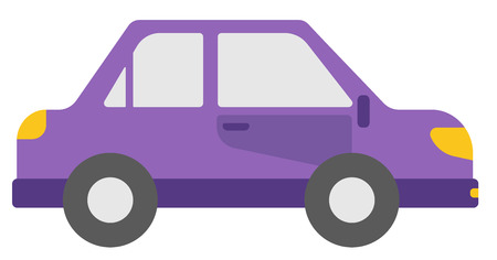 Small purple car vector flat design illustration isolated on white background.のイラスト素材