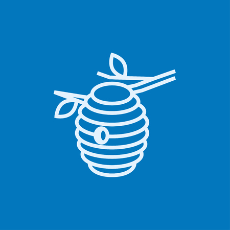 Bee hive thick line icon with pointed corners and edges for web, mobile and infographics. Vector isolated icon.のイラスト素材