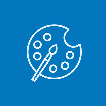 Paint brush with palette thick line icon with pointed corners and edges for web, mobile and infographics. Vector isolated icon.のイラスト素材