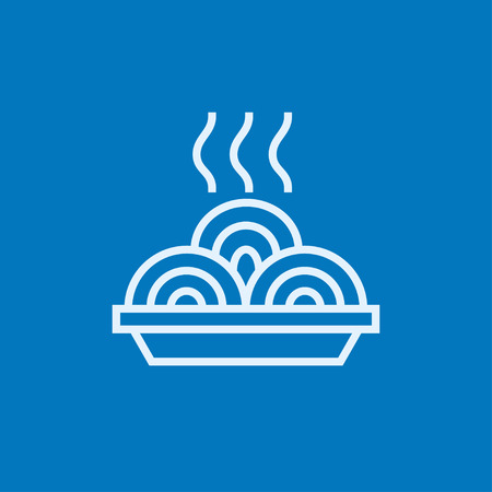 Hot meal in plate thick line icon with pointed corners and edges for web, mobile and infographics. Vector isolated icon.のイラスト素材