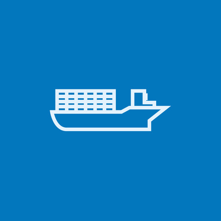 Cargo container ship thick line icon with pointed corners and edges for web, mobile and infographics. Vector isolated icon.のイラスト素材