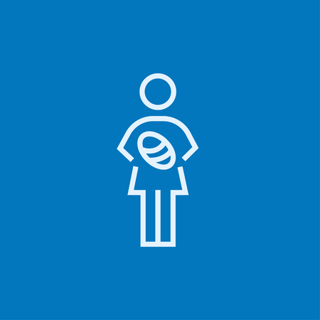 Woman holding the baby thick line icon with pointed corners and edges for web, mobile and infographics. Vector isolated icon.のイラスト素材