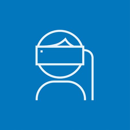 Man wearing virtual reality headset thick line icon with pointed corners and edges for web, mobile and infographics. Vector isolated icon.のイラスト素材