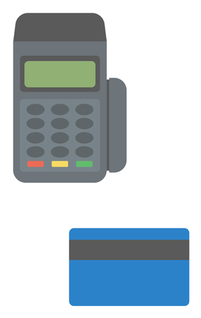 Bank terminal and credit card vector flat design illustration isolated on white background.のイラスト素材