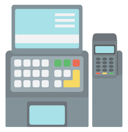 Electronic cash register vector flat design illustration isolated on white background.のイラスト素材
