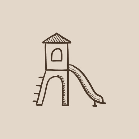Playground with slide sketch icon for web, mobile and infographics. Hand drawn vector isolated icon.のイラスト素材