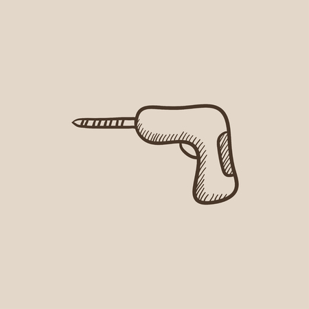 Hammer drill sketch icon for web, mobile and infographics. Hand drawn vector isolated icon.のイラスト素材