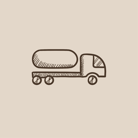 Fuel truck sketch icon for web, mobile and infographics. Hand drawn vector isolated icon.のイラスト素材
