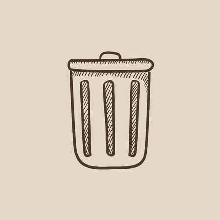 Trash can sketch icon for web, mobile and infographics. Hand drawn vector isolated icon.のイラスト素材
