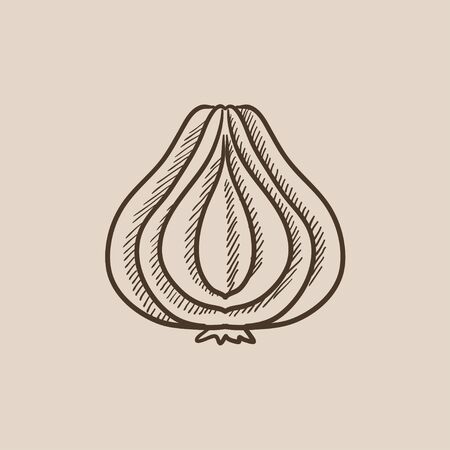 Garlic sketch icon for web, mobile and infographics. Hand drawn vector isolated icon.のイラスト素材