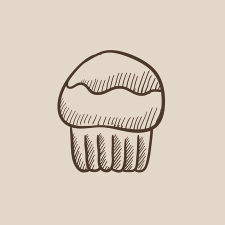 Cupcake sketch icon for web, mobile and infographics. Hand drawn vector isolated icon.のイラスト素材