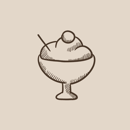 Ice cream in a cup sketch icon for web, mobile and infographics. Hand drawn vector isolated icon.のイラスト素材