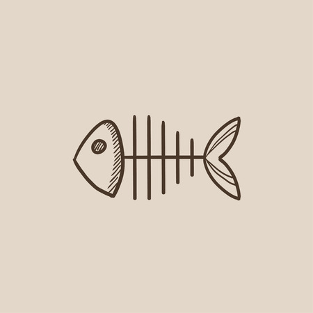 Fish skeleton sketch icon for web, mobile and infographics. Hand drawn vector isolated icon.のイラスト素材