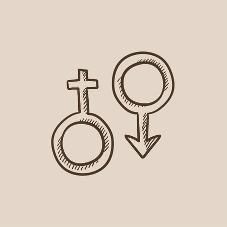 Male and female symbol sketch icon for web, mobile and infographics. Hand drawn vector isolated icon.のイラスト素材