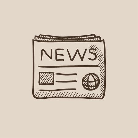 Newspaper sketch icon for web, mobile and infographics. Hand drawn vector isolated icon.のイラスト素材