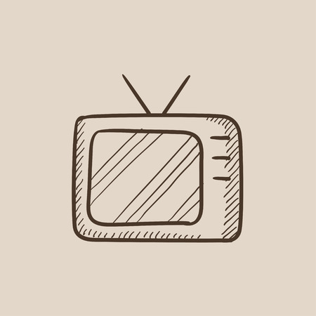 Retro television sketch icon for web, mobile and infographics. Hand drawn vector isolated icon.のイラスト素材