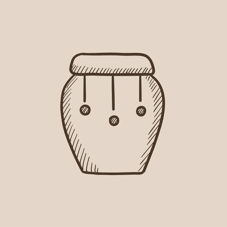 Drum instrument sketch icon for web, mobile and infographics. Hand drawn vector isolated icon.のイラスト素材