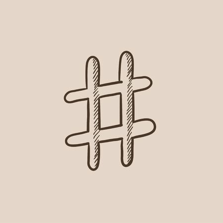 Hashtag symbol sketch icon for web, mobile and infographics. Hand drawn vector isolated icon.のイラスト素材