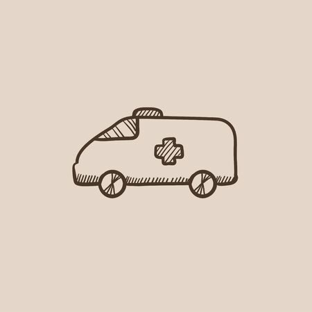 Ambulance car sketch icon for web, mobile and infographics. Hand drawn vector isolated icon.のイラスト素材