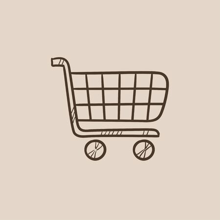 Shopping cart sketch icon for web, mobile and infographics. Hand drawn vector isolated icon.のイラスト素材