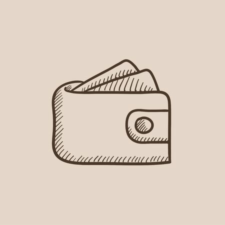 Wallet with monoey sketch icon for web, mobile and infographics. Hand drawn vector isolated icon.のイラスト素材