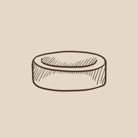 Hockey puck sketch icon for web, mobile and infographics. Hand drawn vector isolated icon.のイラスト素材