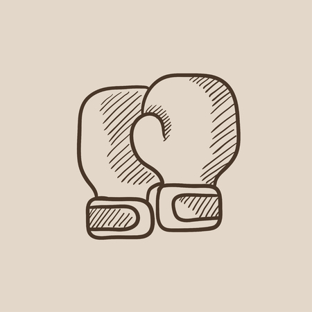 Boxing gloves sketch icon for web, mobile and infographics. Hand drawn vector isolated icon.のイラスト素材