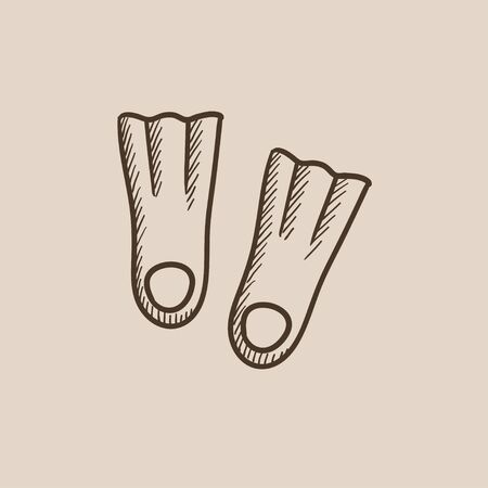 Flippers sketch icon for web, mobile and infographics. Hand drawn vector isolated icon.のイラスト素材