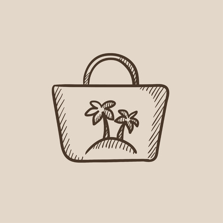Beach bag sketch icon for web, mobile and infographics. Hand drawn vector isolated icon.のイラスト素材