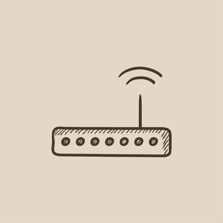 Wireless router sketch icon for web, mobile and infographics. Hand drawn vector isolated icon.のイラスト素材