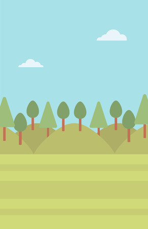 Background of green forest vector flat design illustration. Vertical layout.のイラスト素材