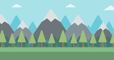 Background of mountain landscape vector flat design illustration. Horizontal layout.のイラスト素材