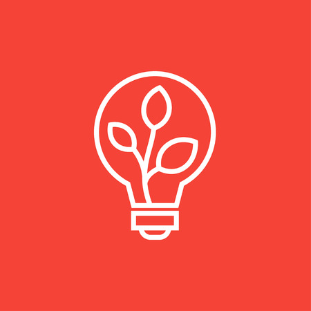 Lightbulb and plant inside thick line icon with pointed corners and edges for web, mobile and infographics. Vector isolated icon.のイラスト素材