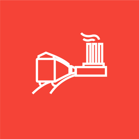 Factory with railway thick line icon with pointed corners and edges for web, mobile and infographics. Vector isolated icon.のイラスト素材