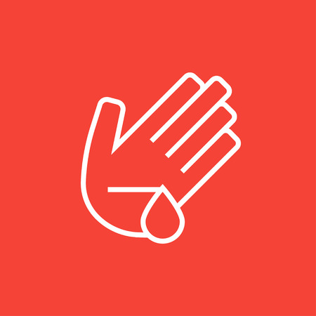 Wounded palm thick line icon with pointed corners and edges for web, mobile and infographics. Vector isolated icon.のイラスト素材