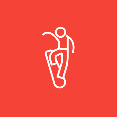 Man snowboarding thick line icon with pointed corners and edges for web, mobile and infographics. Vector isolated icon.のイラスト素材