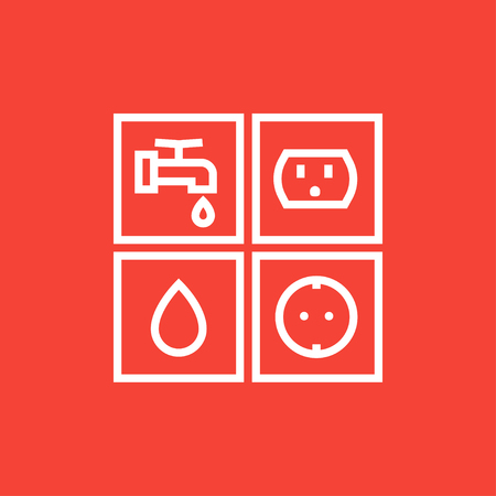 Utilities signs electricity and water thick line icon with pointed corners and edges for web, mobile and infographics. Vector isolated icon.のイラスト素材