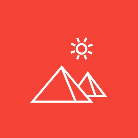 Egyptian pyramids thick line icon with pointed corners and edges for web, mobile and infographics. Vector isolated icon.のイラスト素材