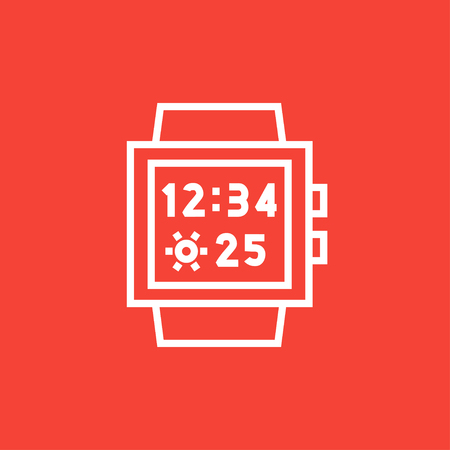 Smartwatch thick line icon with pointed corners and edges for web, mobile and infographics. Vector isolated icon.のイラスト素材