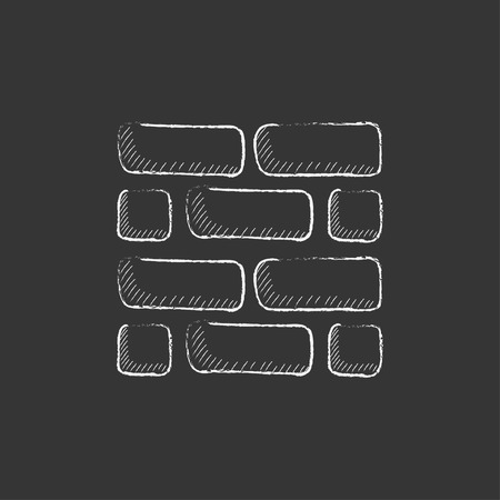 Brickwall. Hand drawn in chalk vector isolated icon for web, mobile and infographics.のイラスト素材
