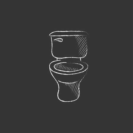 Lavatory bowl. Hand drawn in chalk vector isolated icon for web, mobile and infographics.のイラスト素材