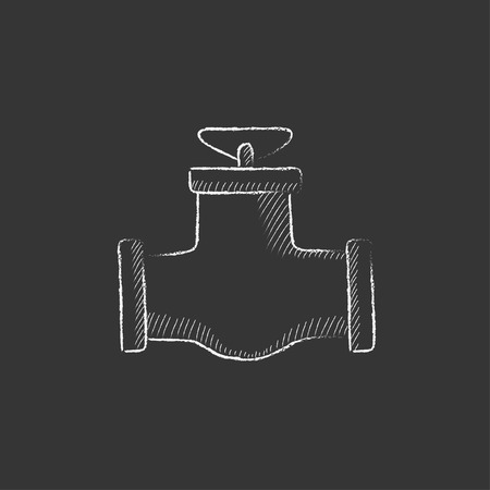 Gas pipe valve. Hand drawn in chalk vector isolated icon for web, mobile and infographics.のイラスト素材