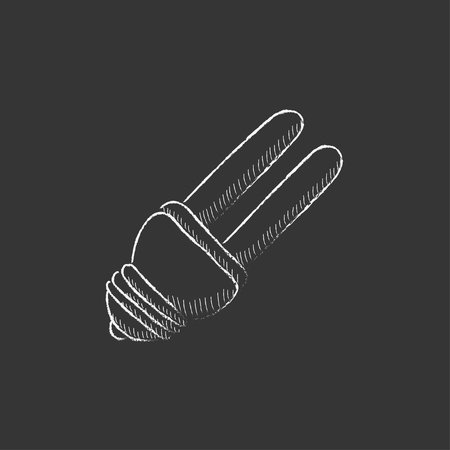 Energy saving light bulb. Hand drawn in chalk vector isolated icon for web, mobile and infographics.のイラスト素材