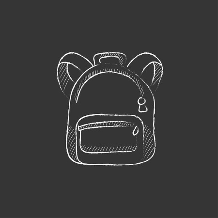 Backpack. Hand drawn in chalk vector isolated icon for web, mobile and infographics.のイラスト素材