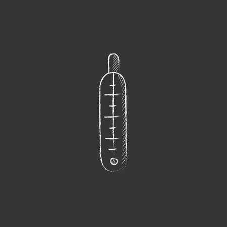 Medical thermometer. Hand drawn in chalk vector isolated icon for web, mobile and infographics.のイラスト素材