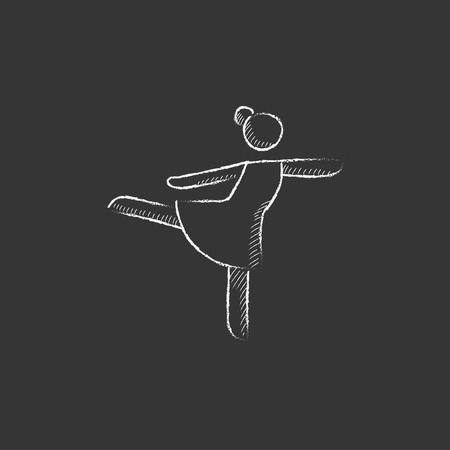Female figure skater. Hand drawn in chalk vector isolated icon for web, mobile and infographics.のイラスト素材